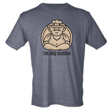 Load image into Gallery viewer, Heather Charcoal - The BBQ Buddha Short Sleeve Tri-Blend T-Shirt