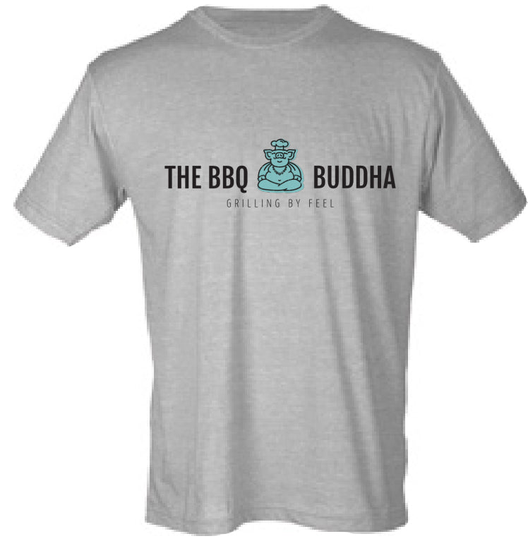 Heather Grey - The BBQ Buddha GRILLING BY FEEL Short Sleeve Tri-Blend T-Shirt